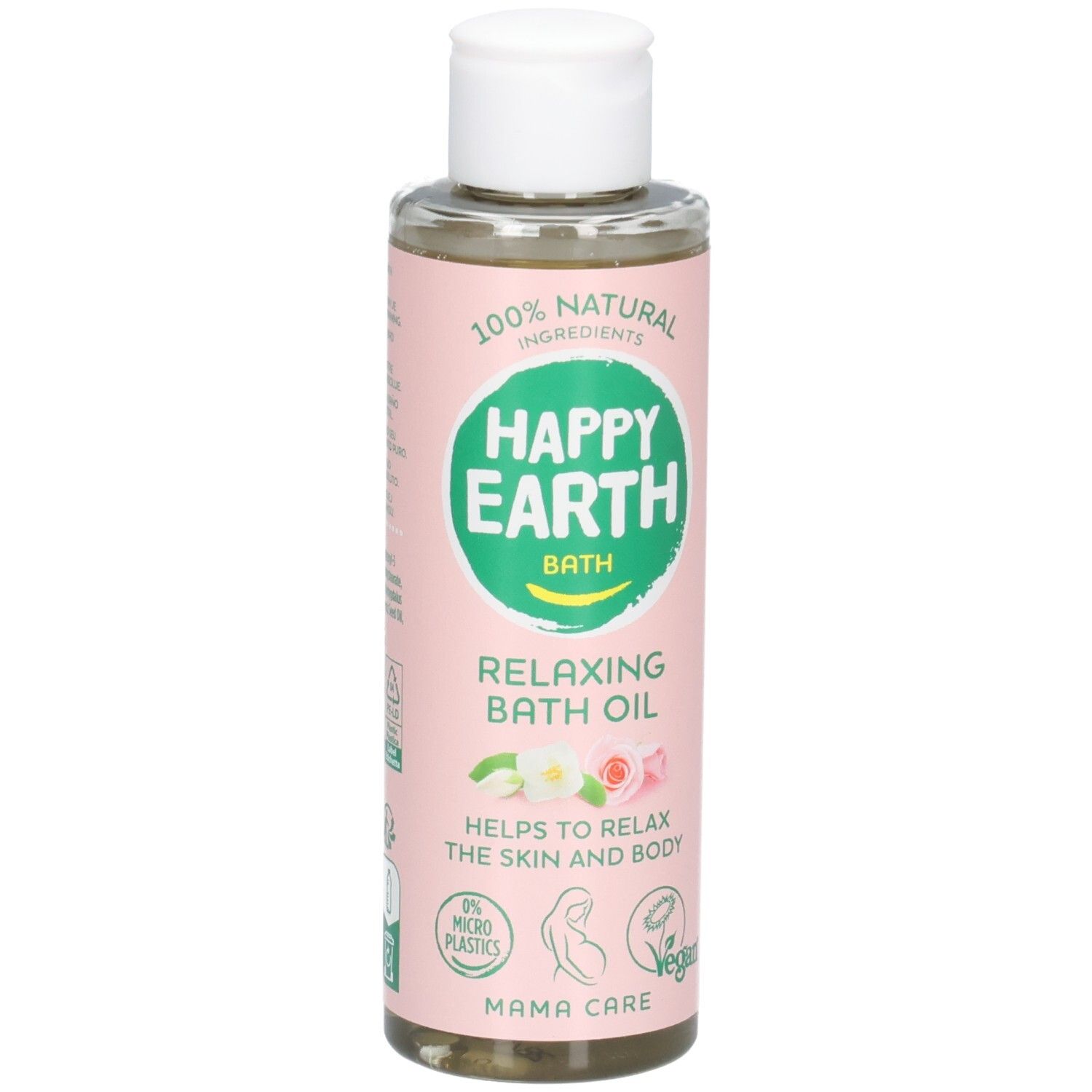 Flasche mit entspannendem Badöl, 100% natürliche Inhaltsstoffe, Mama Care.
