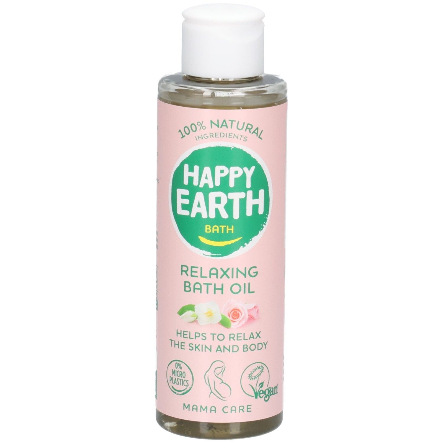 Flasche mit entspannendem Badöl, 150ml, Mama Care, 100% natürliche Inhaltsstoffe, Vegan.