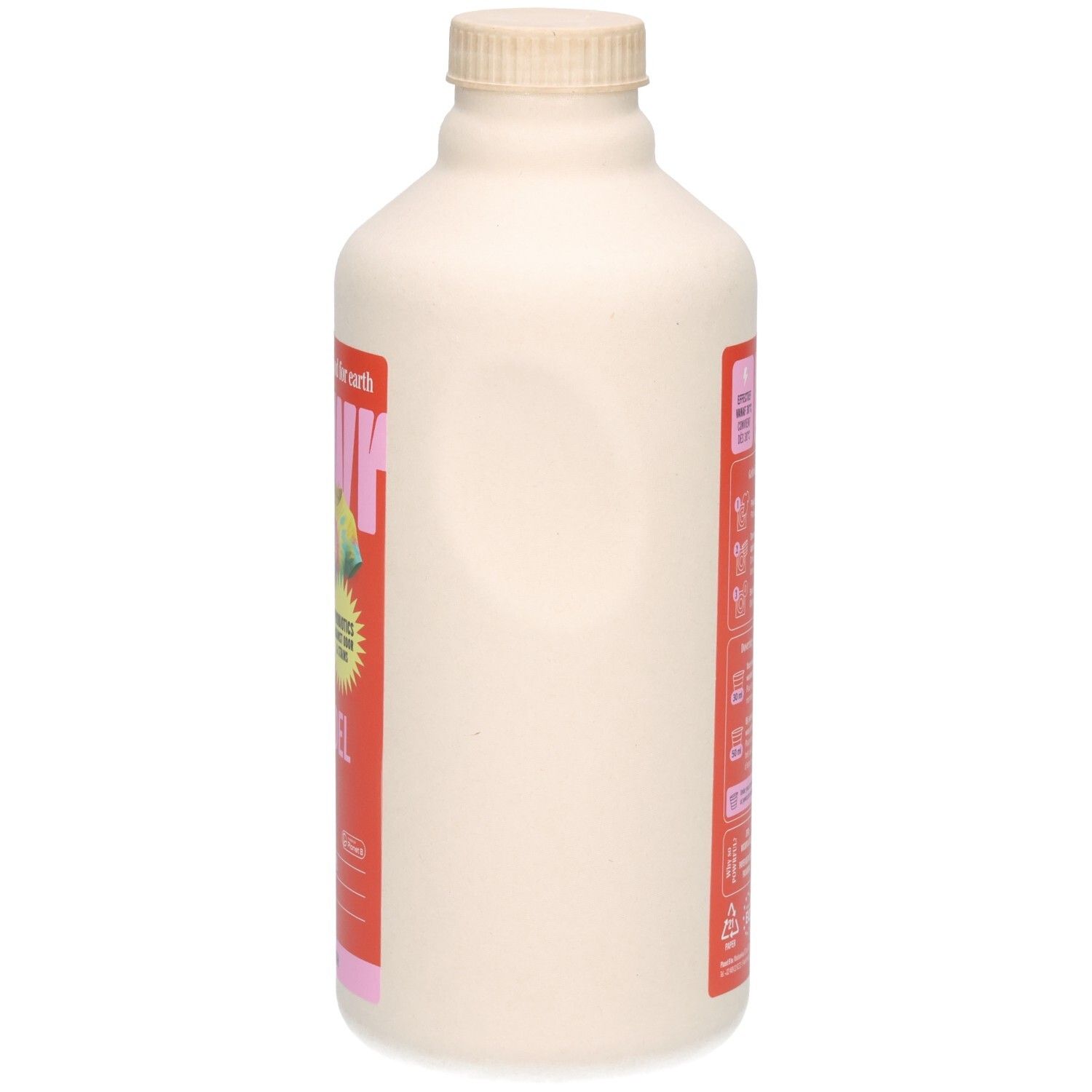 POWR Flüssigwaschmittel für farbige Wäsche, Seitenansicht der 1L Flasche.