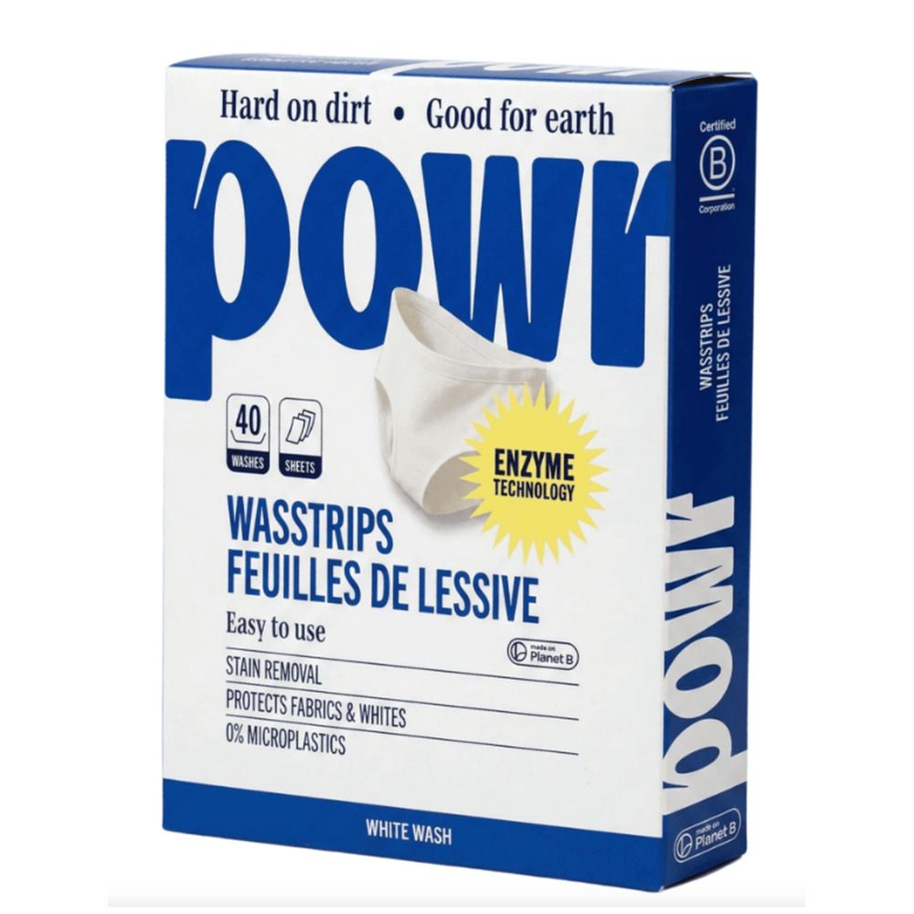 POWR Wasstrips pour linge blanc, 40 feuilles, technologie enzymatique.
