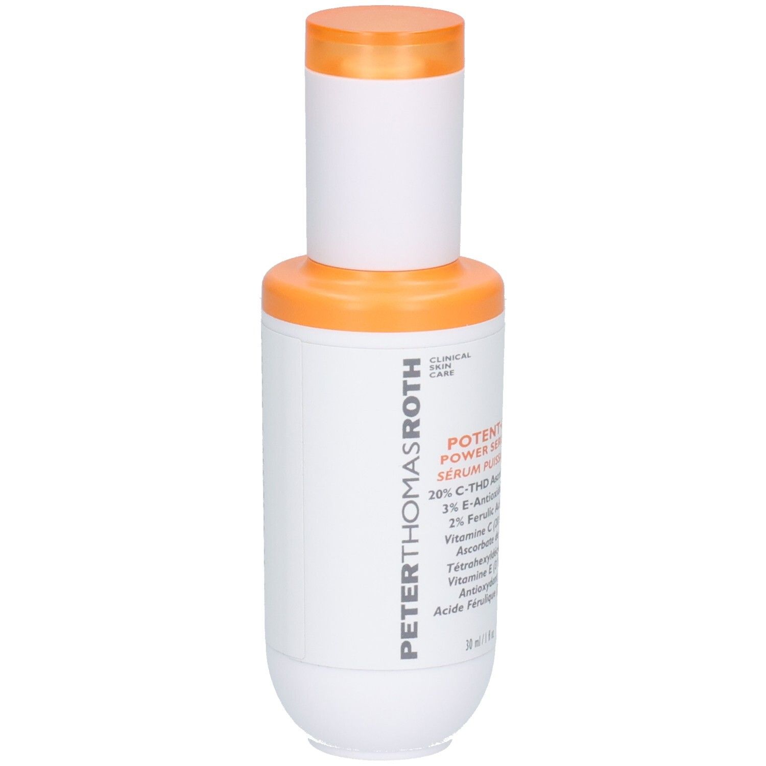Peter Thomas Roth Potent C Power Serum Flasche, Seitenansicht.
