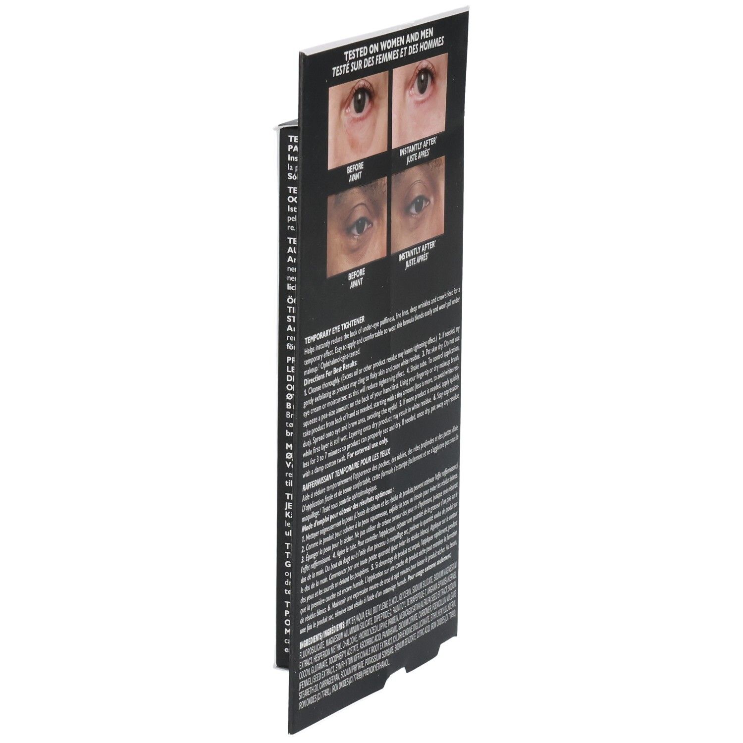 Peter Thomas Roth Instant FIRMx Eye Verpackung mit Vorher/Nachher-Bildern und Anwendungshinweisen.