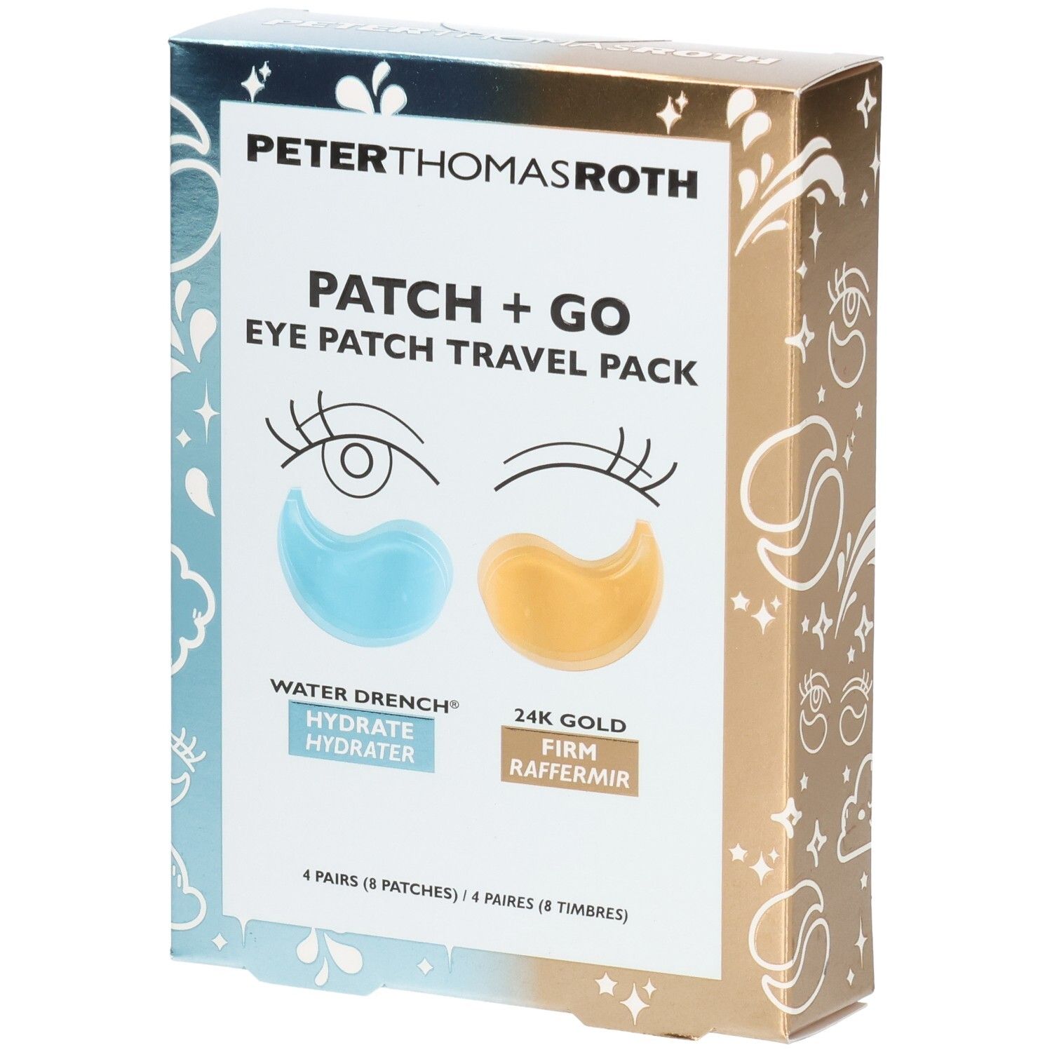 Verpackung für Peter Thomas Roth Patch + Go Eye Patch Travel Pack mit zwei Paar Augenpads.