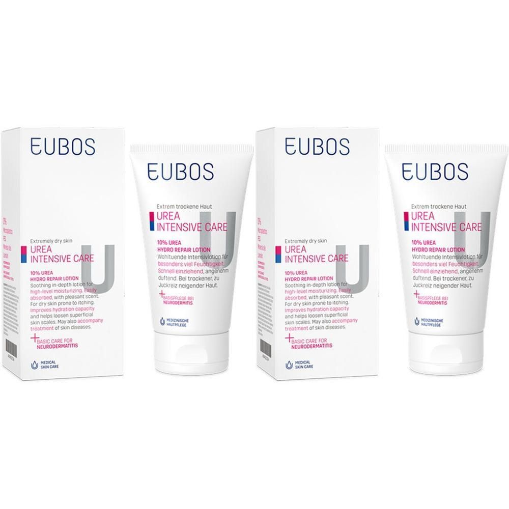 EUBOS MED UREA 10 % Lotion hydratante : Deux tubes et deux boîtes de lotion Urea Intensive Care.