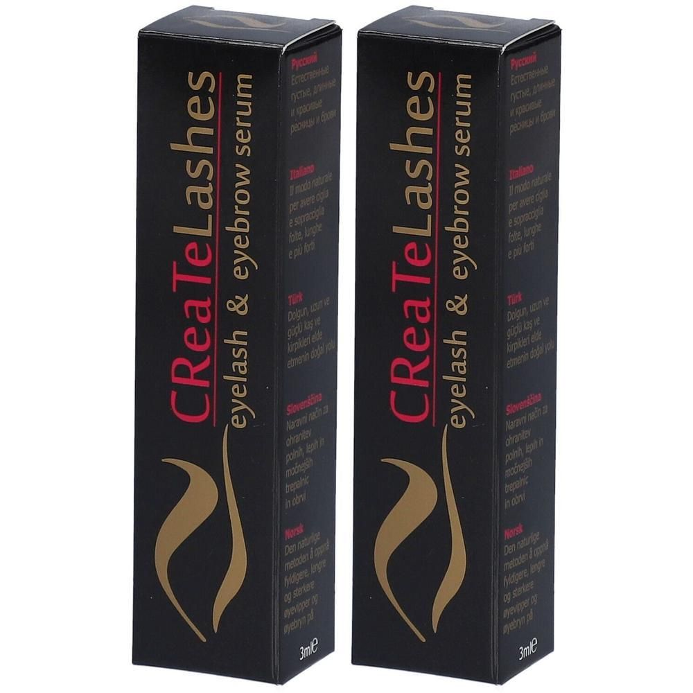 Deux boîtes de sérum pour cils et sourcils CReaTeLashes, 3ml.
