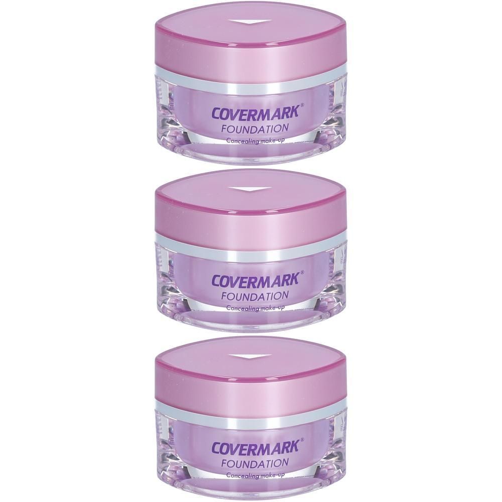 Drei Tiegel COVERMARK® Classic Foundation in lila Verpackung.