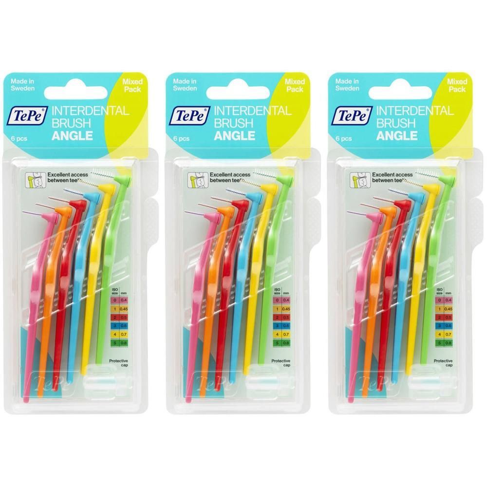 TePe Interdental Brush Angle, 5er Packung, gemischte Größen. Hergestellt in Schweden.
