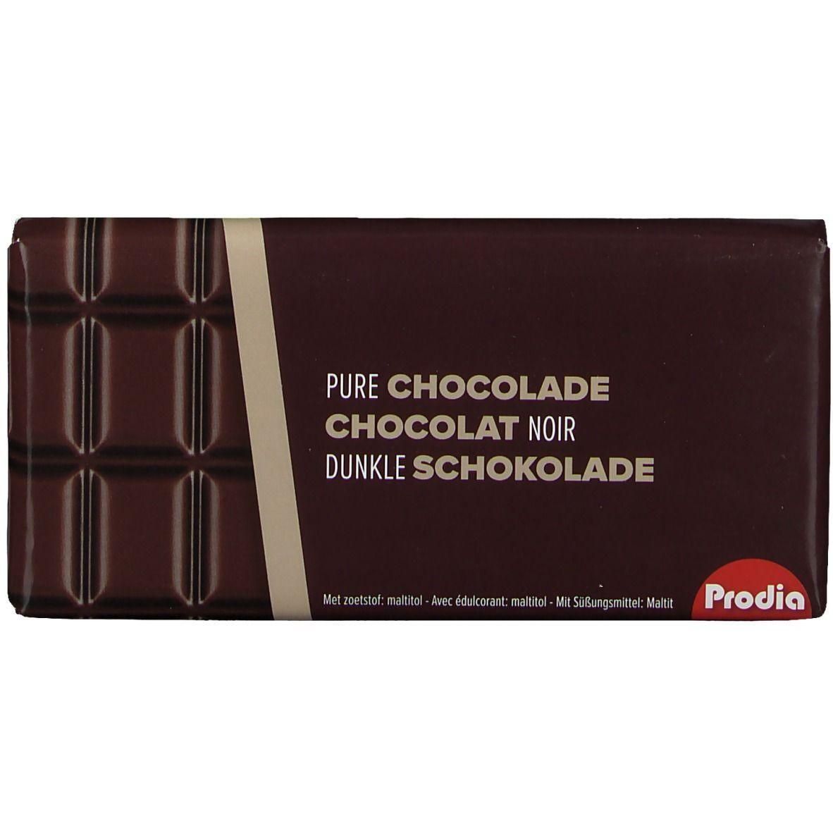 Chocolat noir de Prodia, avec des barres divisées.