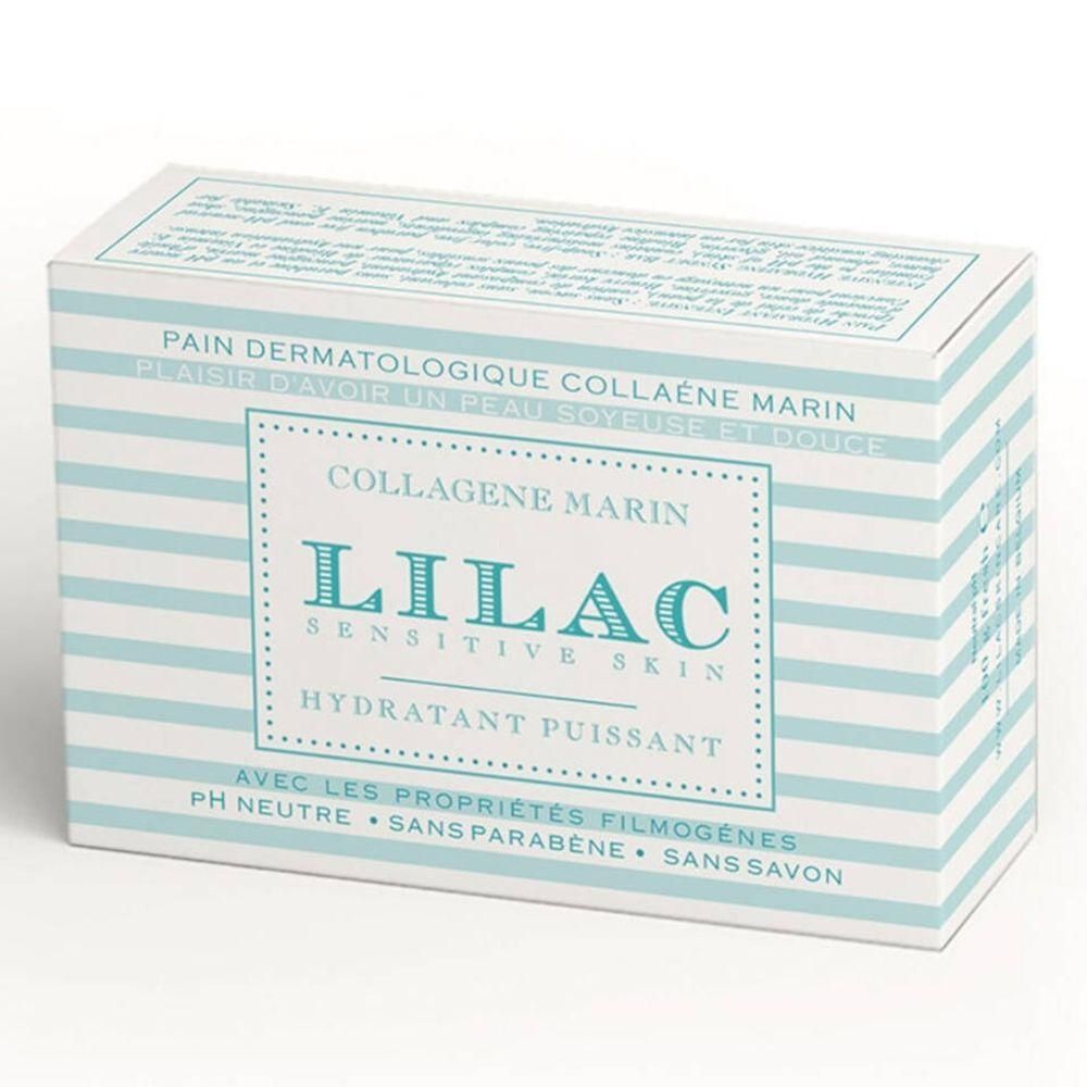 Boîte de pain dermatologique Lilac Sensitive Skin au collagène marin.