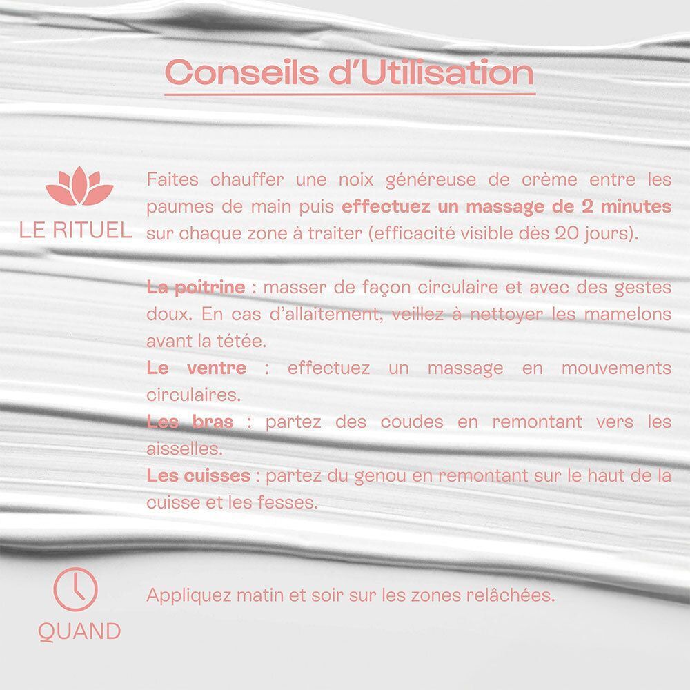 Conseils d'utilisation pour Omum Coach Fermeté : "Le Rituel" et "Quand". "Appliquez matin et soir sur les zones relâchées."