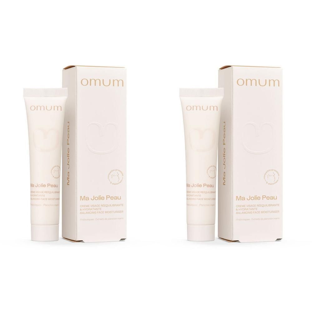 Deux tubes de crème visage Omum Ma Jolie Peau avec motif de grossesse.