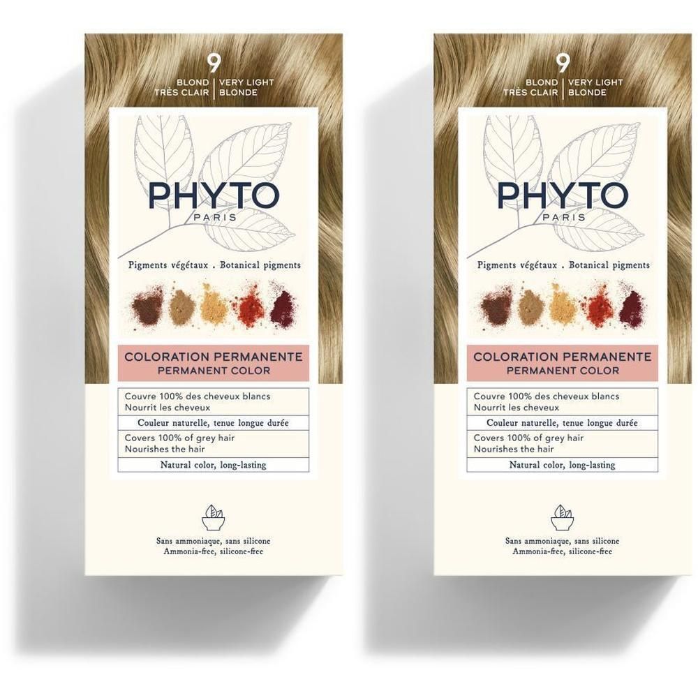 Deux boîtes de coloration permanente Phyto Phytocolor, Blond Très Clair.