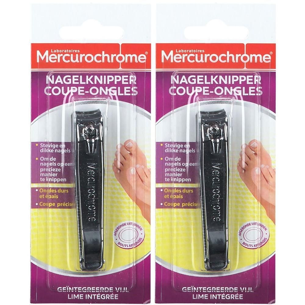 Zwei Mercurochrome Nagelknipser mit integriertem Nagelknipser. Für dicke und harte Nägel.
