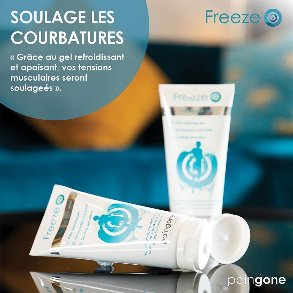 Gel Paingone Freeze : Soulage les courbatures, description française.