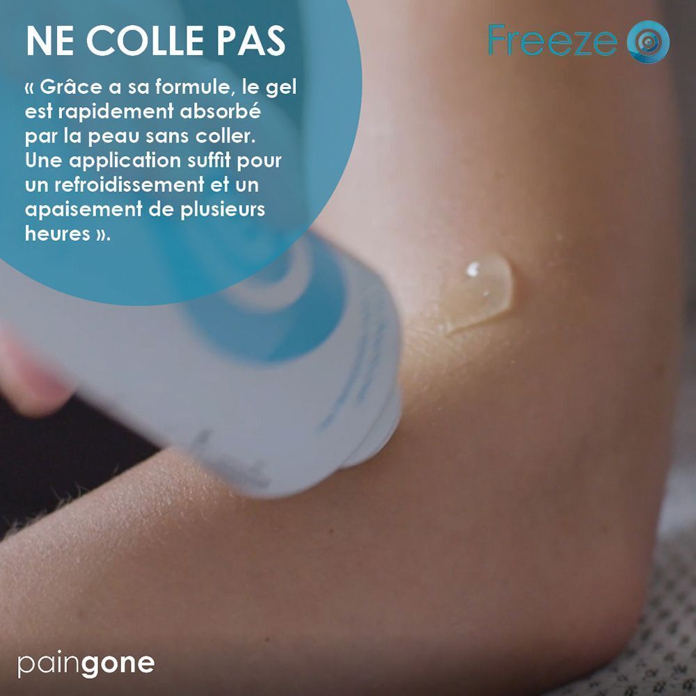 Gel Paingone Freeze : Absorption rapide, non collant, description française.