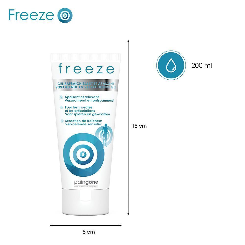 Gel Paingone Freeze appliqué sur la peau, description française.