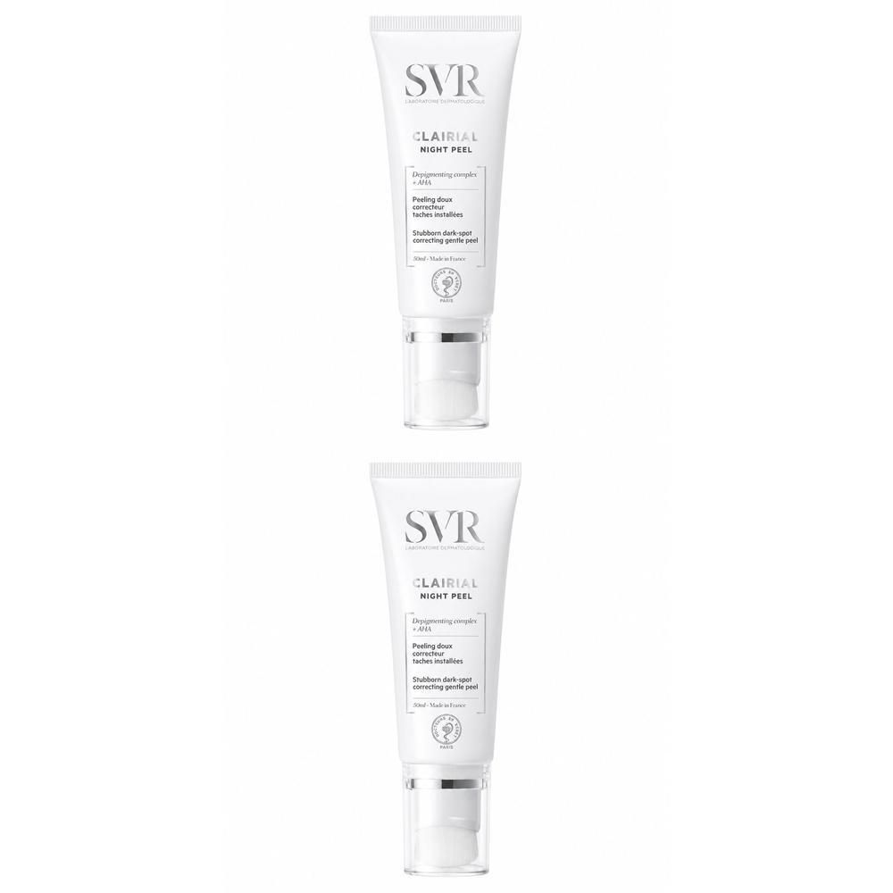 Zwei weiße Tuben CLAIRIAL Night Peel mit Applikator.