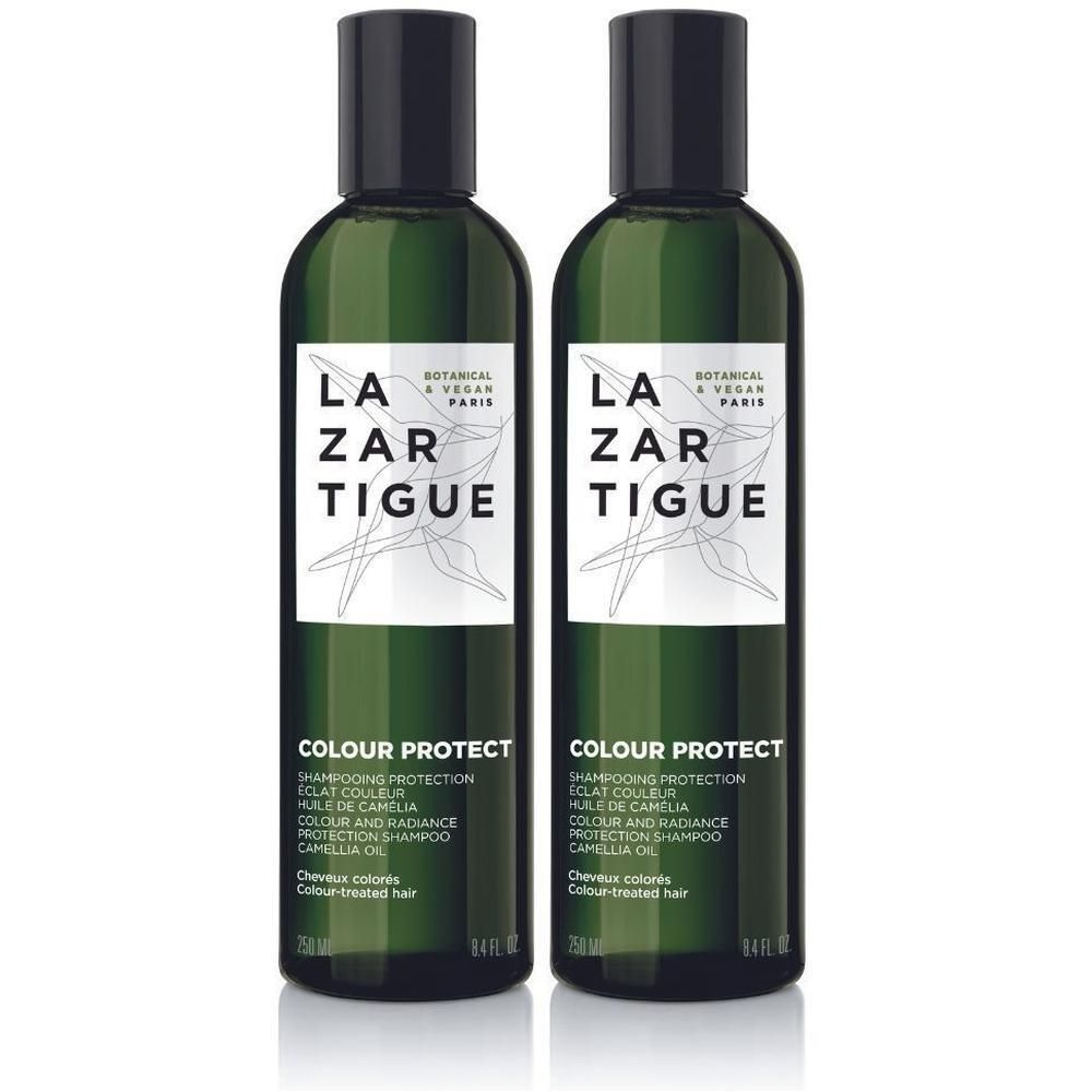 Zwei Flaschen LAZARTIGUE Colour Protect Shampoo mit Kamelienöl. Für coloriertes Haar.