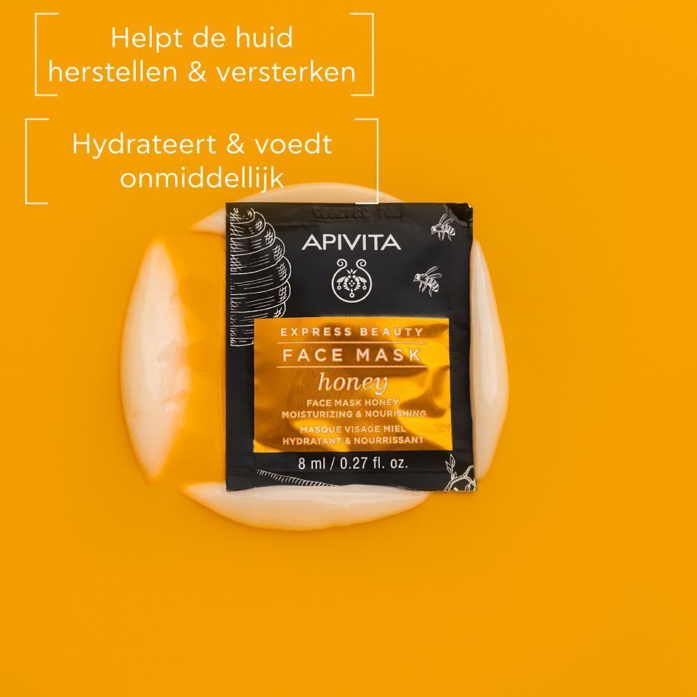 Apivita Express Beauty Gesichtsmaske Honig (8ml) auf einer cremigen Basis.