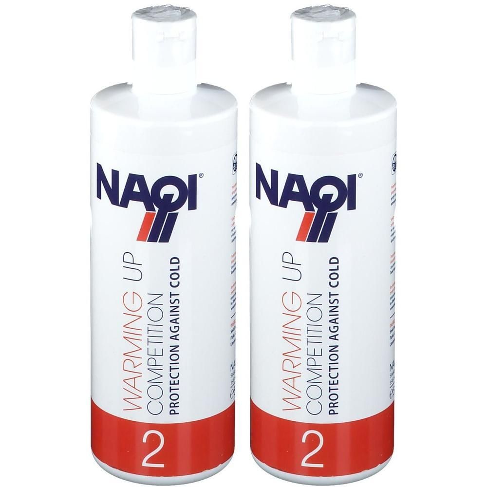 Deux flacons blancs NAQI Warming Up Competition, protection contre le froid, numéro 2.
