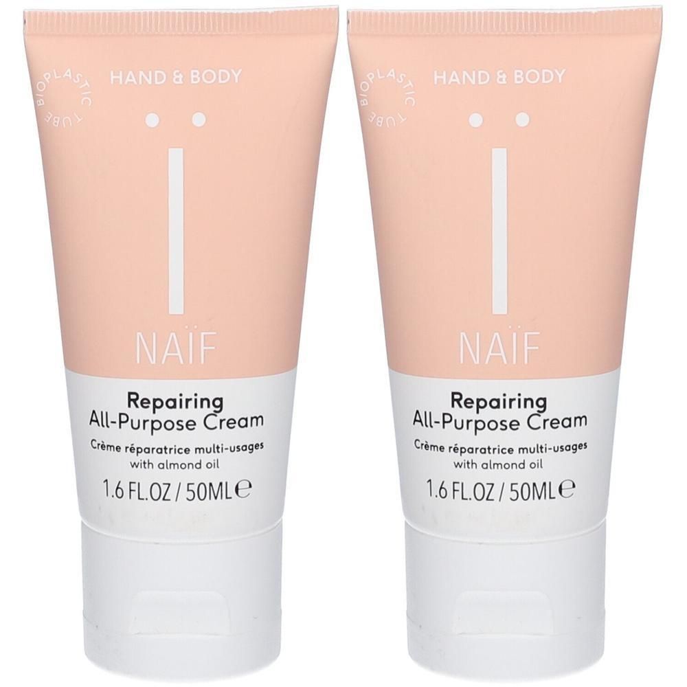 Deux tubes de Crème Réparatrice Multi-usages NAÏF®, 50ml.
