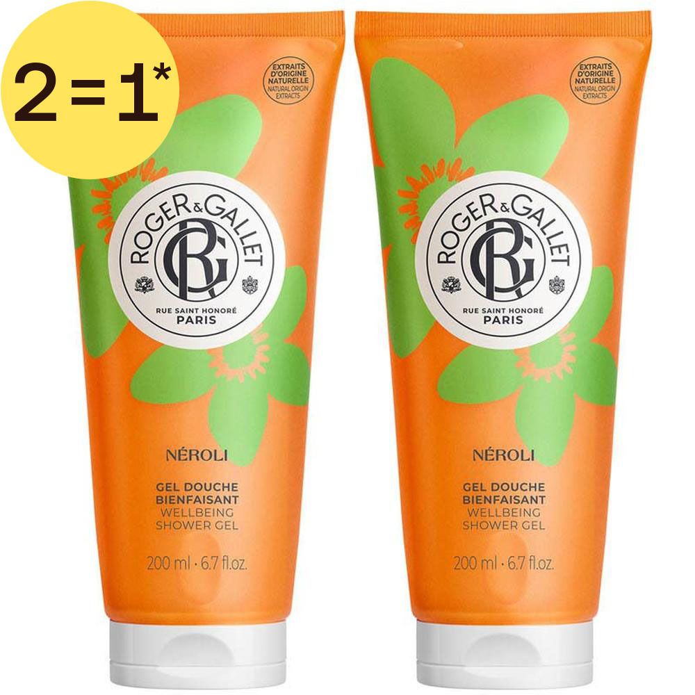 Deux flacons de gel douche Roger & Gallet NÉROLI, 200ml.