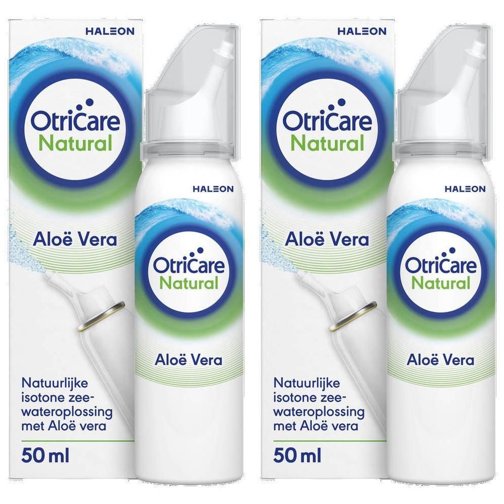 Zwei Flaschen OtriCare Natural Aloe Vera Nasenspray, 50 ml.