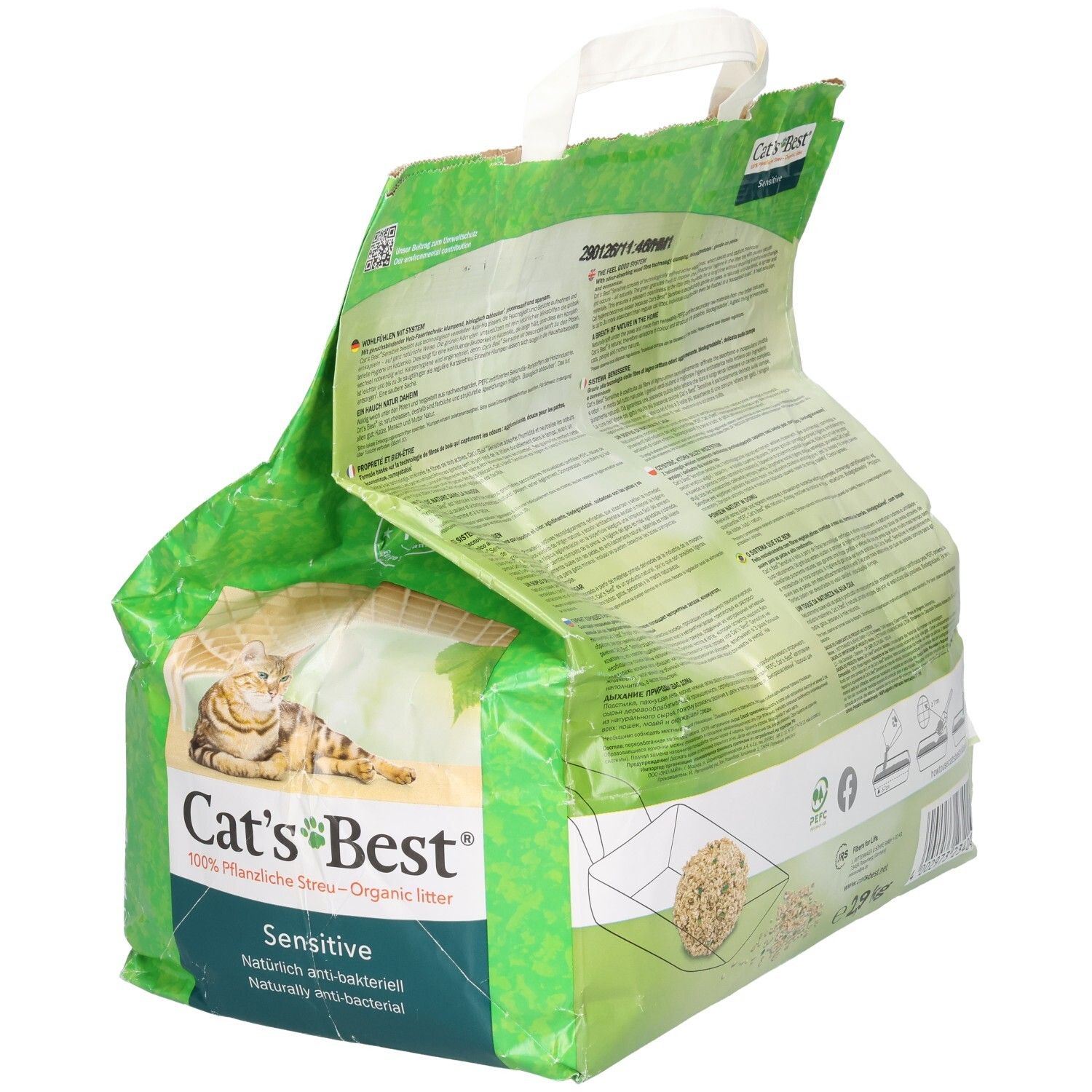 Cat's Best Sensitive Katzenstreu, 100% pflanzlich, 20 Liter.