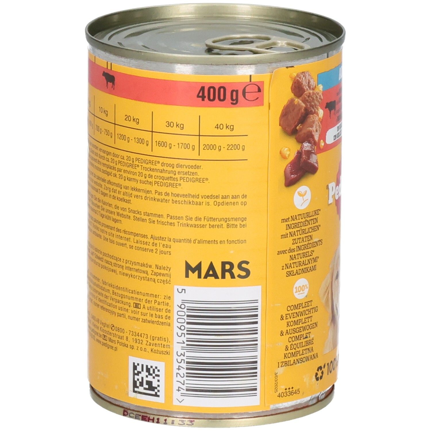 Pedigree Nassfutter-Dose mit Rind und Leber.
