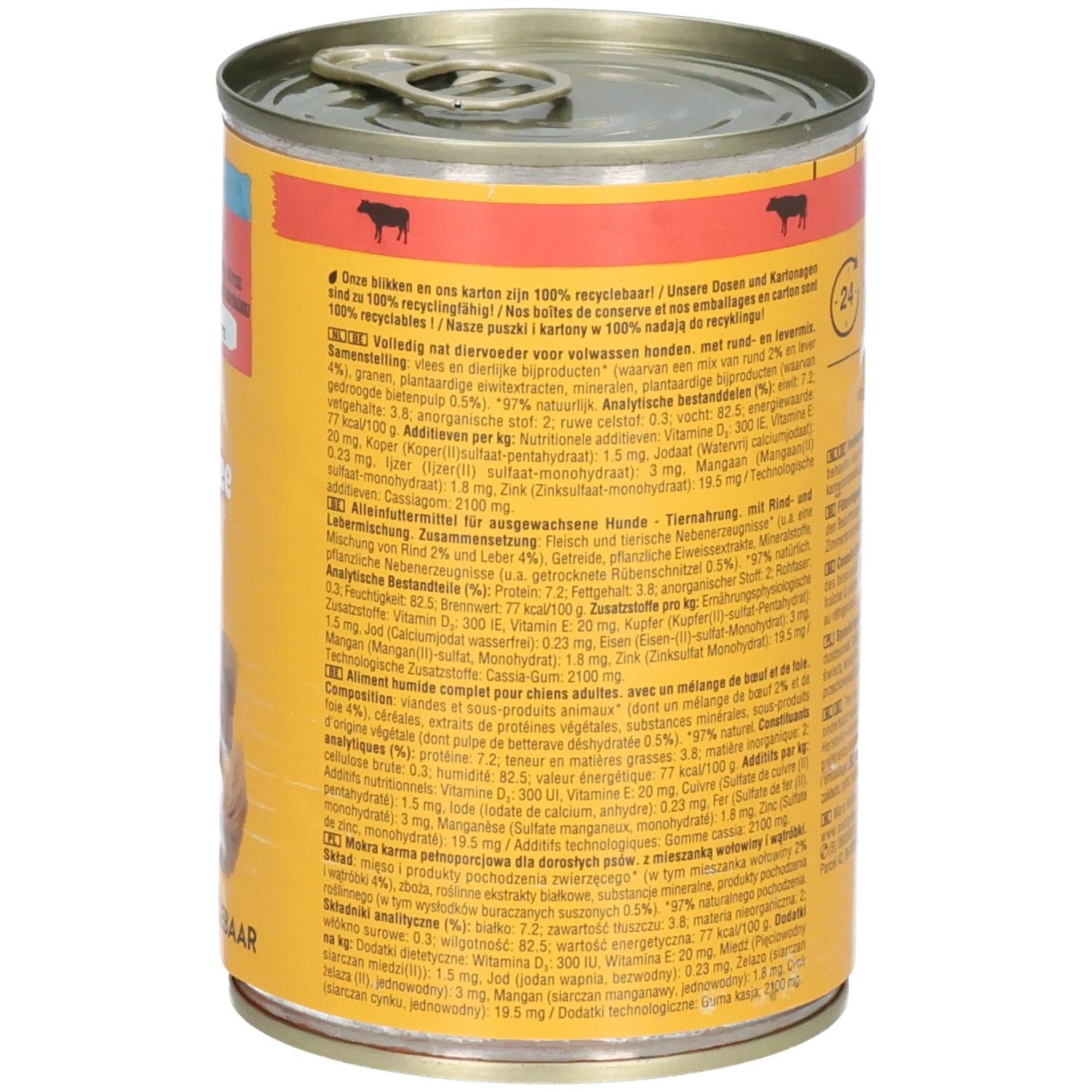 Pedigree Nassfutter-Dose mit Rind und Leber.