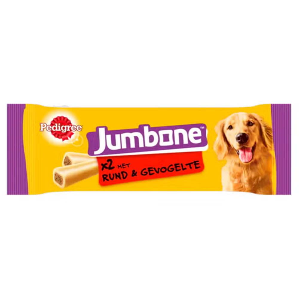 Friandise Pedigree Jumbone Bœuf & Volaille pour chien, deux unités.