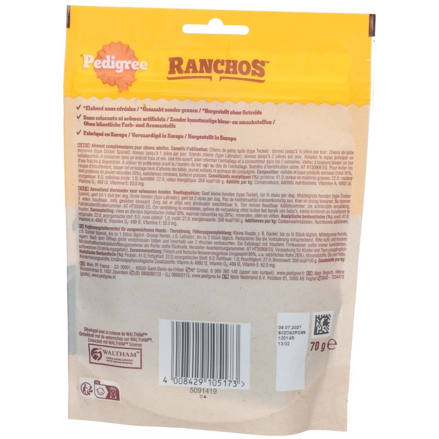 Pedigree Ranchos Jerkies Rindfleisch-Snacks für Hunde, 60g Beutel.