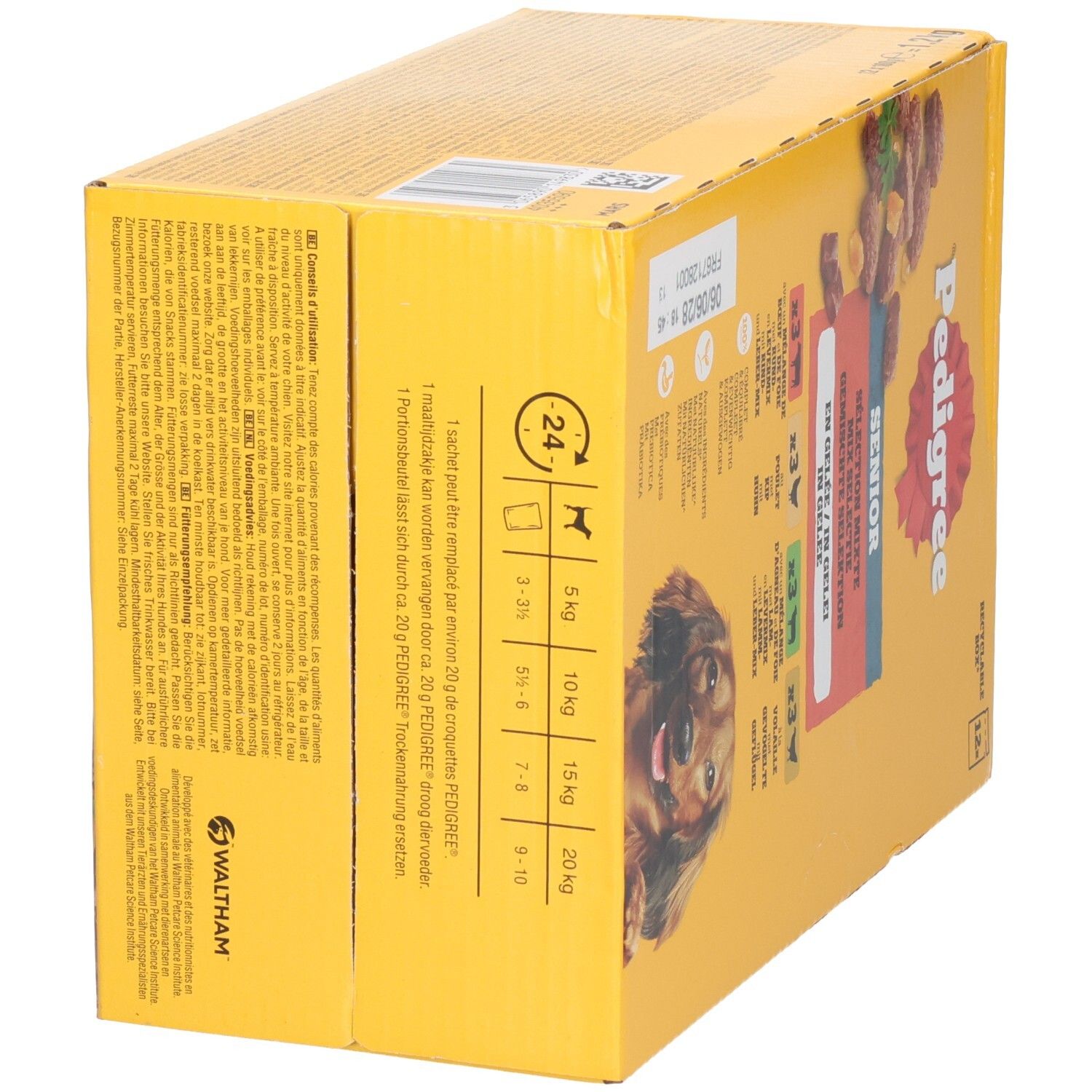 Pedigree Protein+ Adult in Gelee Hundefutter-Box mit 12x 100g Beuteln. Enthält Rind, Geflügel und Leber.