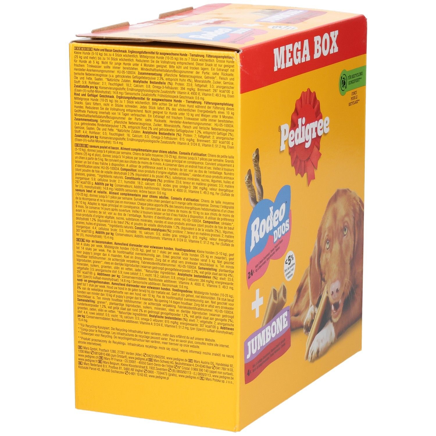 Pedigree Rodeo Dogs Jumbo Knochen, Mega Box mit 112 Stück.
