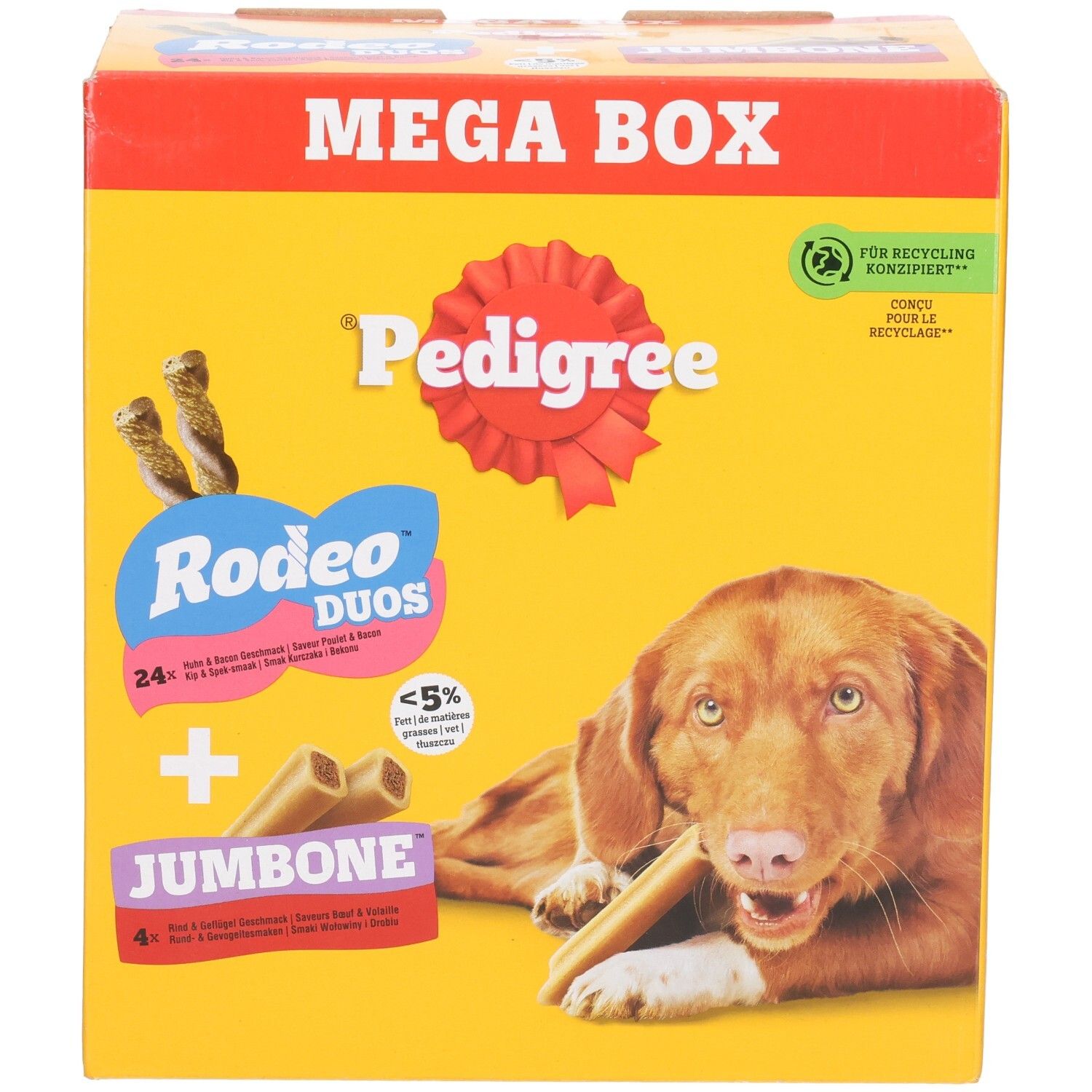 Pedigree Hundeleckerli Box mit 16+8 Angebot. Enthält verschiedene Sorten.