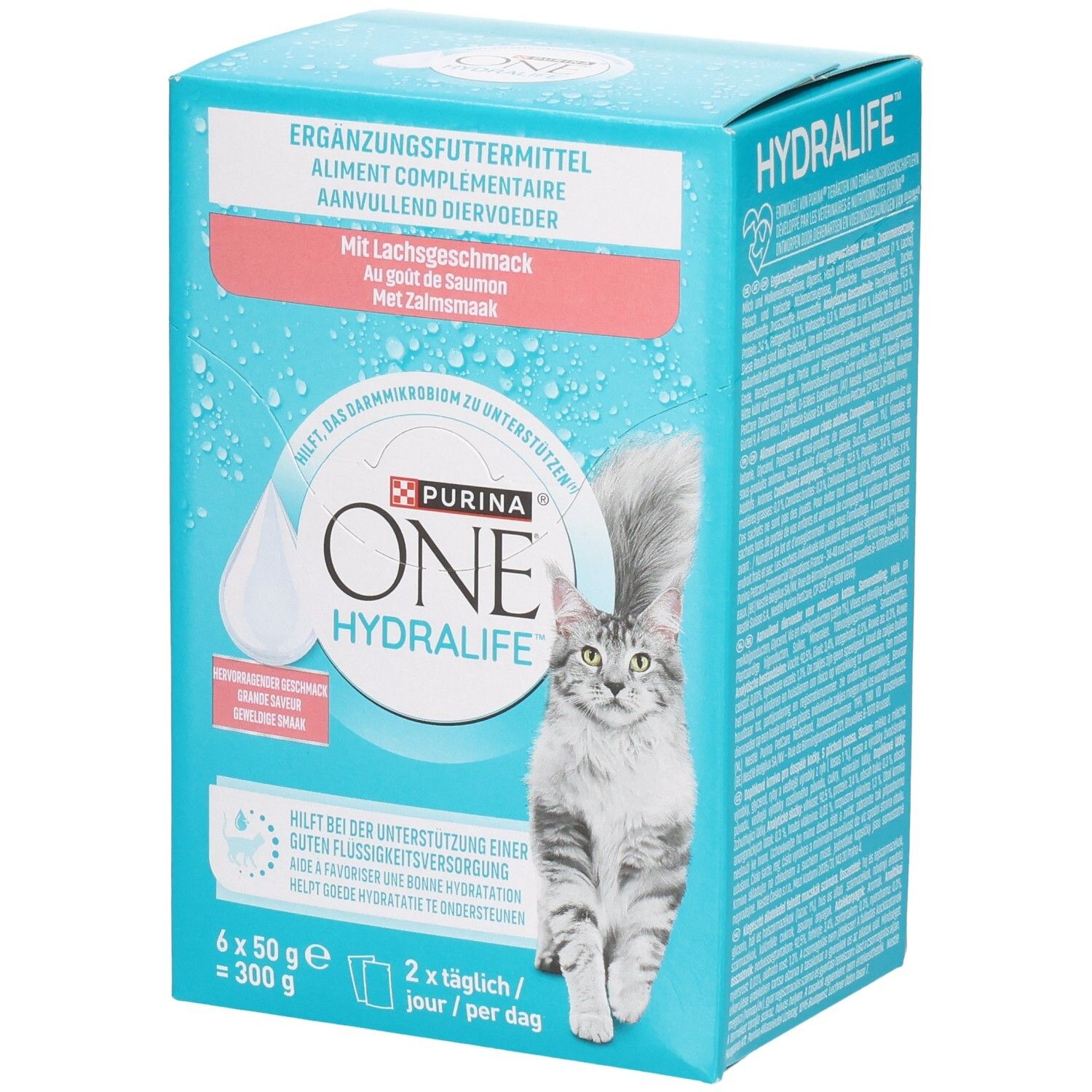 Purina One Hydralife Ergänzungsfuttermittel für Katzen, 6x 50g Beutel.