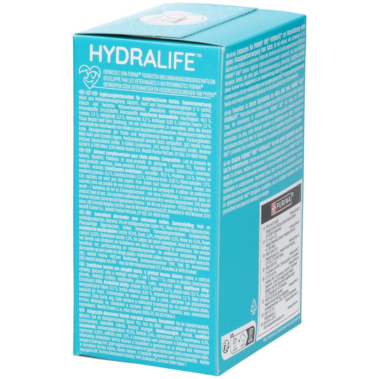 Purina One Hydralife Ergänzungsfuttermittel für Katzen, 6x 50g Beutel.