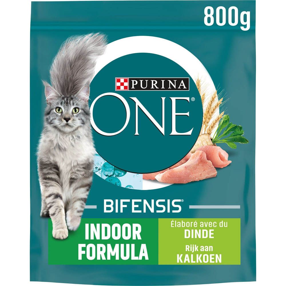Purina One Katzenfutter, Indoor Formula, 800g Packung mit Huhn und Truthahn.