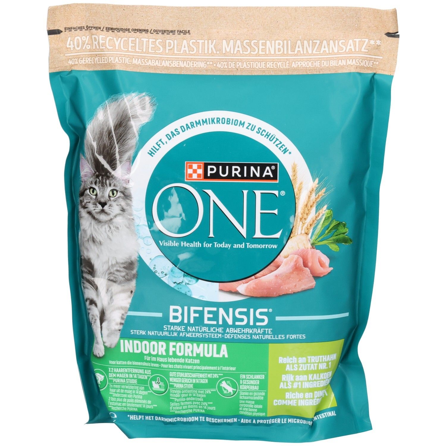 Purina ONE BIFENSIS Katzennahrung, Indoor Formula, mit Huhn und Getreide.