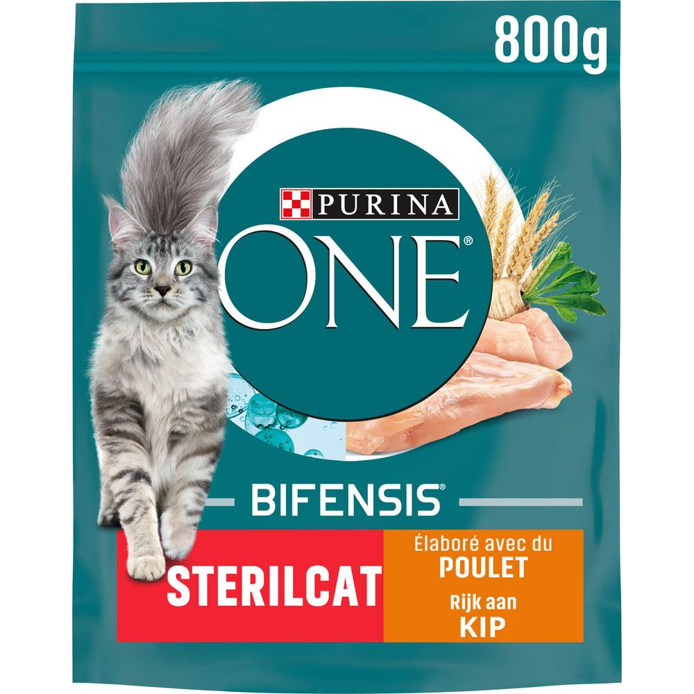 Purina One Sterilcat Trockenfutter für Katzen, 800g Beutel mit Huhn.