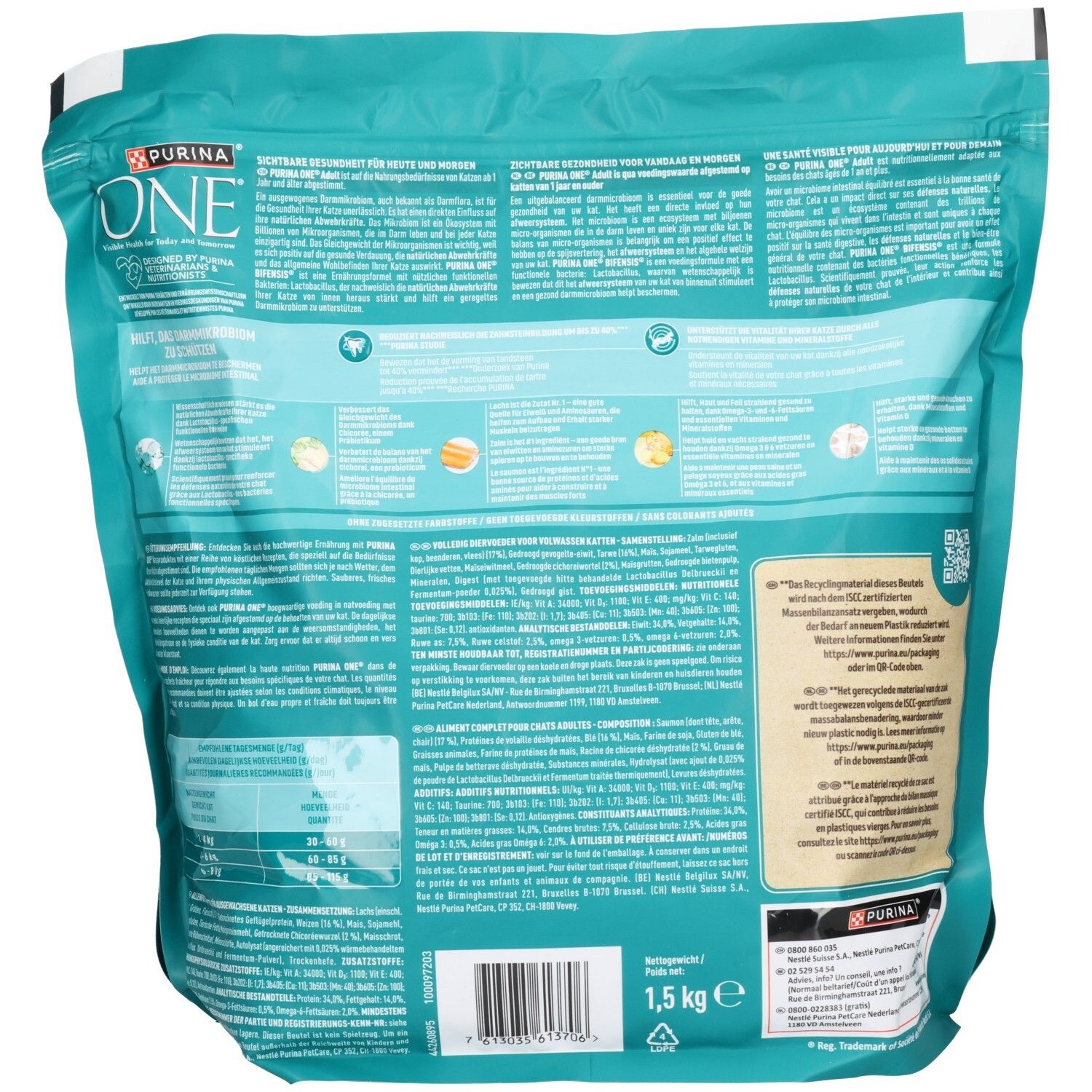 Purina ONE BIFENSIS Adult Trockenfutter für Katzen, 1,5kg.