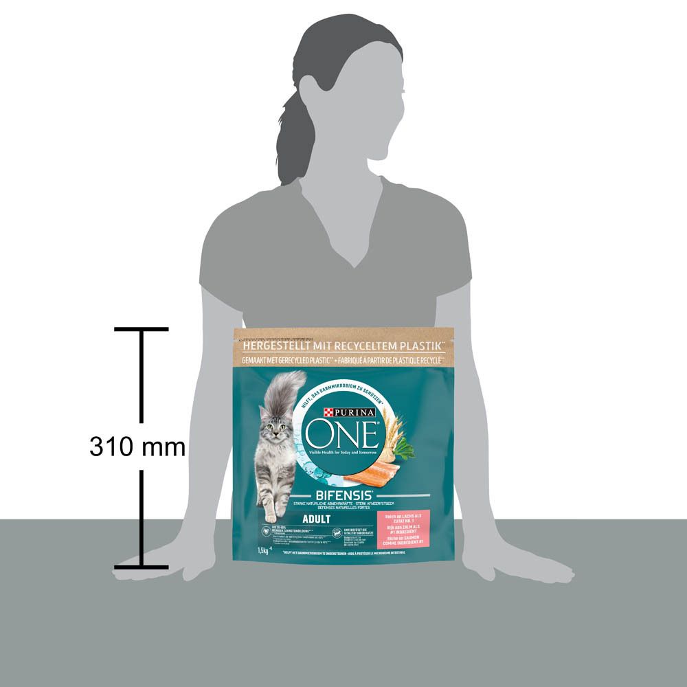 Purina ONE BIFENSIS Adult Katzennahrung, 1,5kg Beutel, Höhe 310mm.