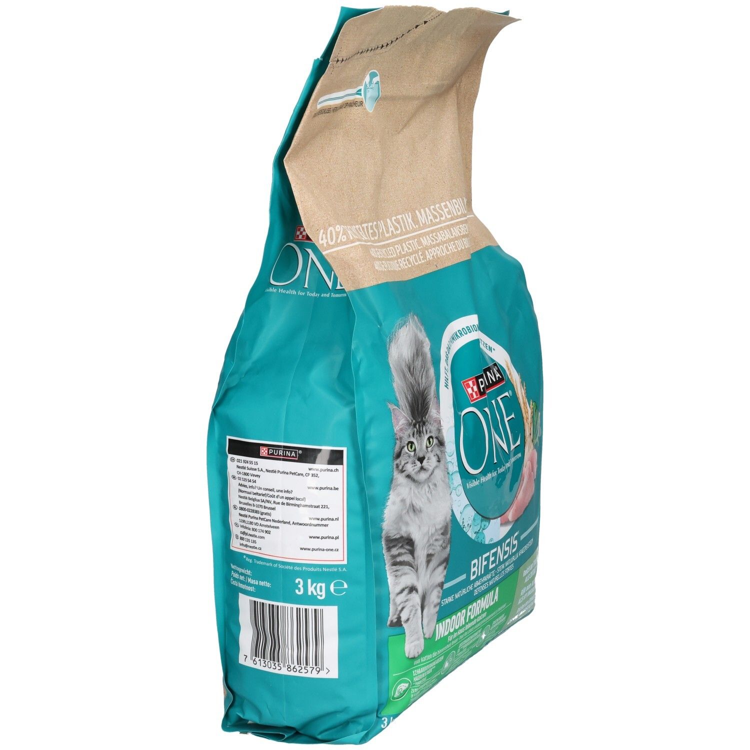 Purina ONE BIFENSIS Indoor Formula Katzennahrung, 3kg Beutel.