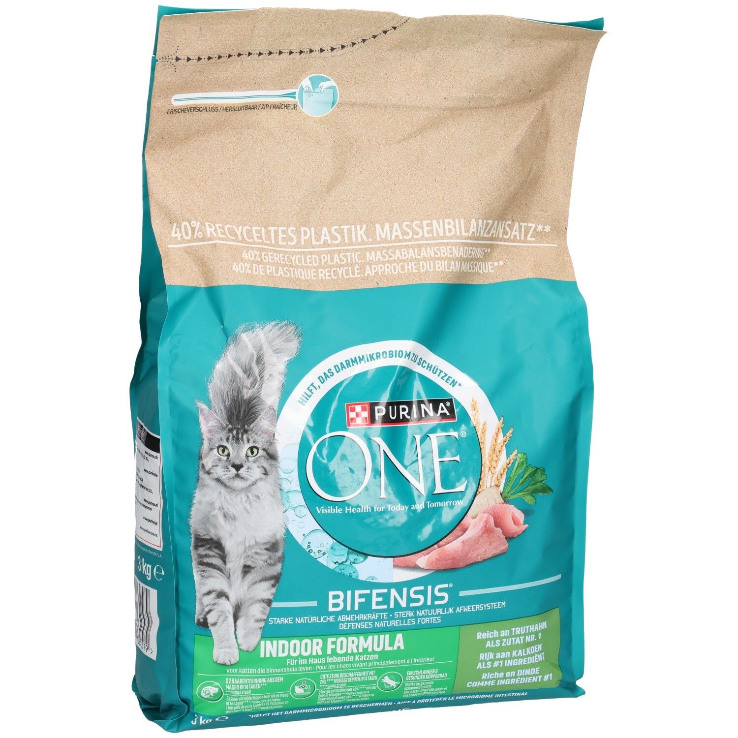 Purina ONE BIFENSIS Indoor Formula Katzennahrung, 3kg Beutel.