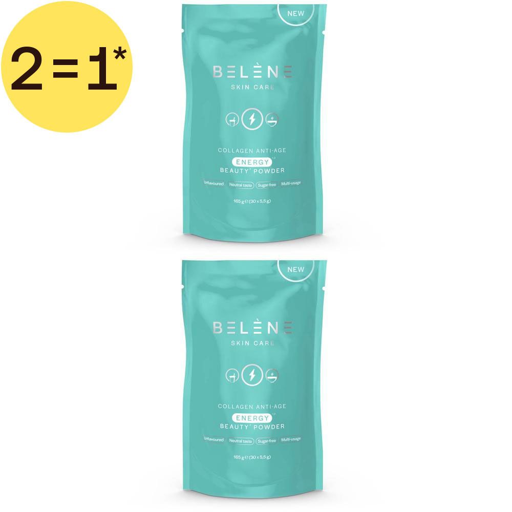 Deux sachets de Bélène Collagen Anti-Age Energy Beauty Powder, offre 2=1.