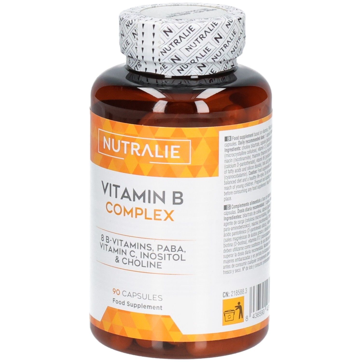 Nutralie Vitamin B Komplex Flasche, 90 Kapseln.