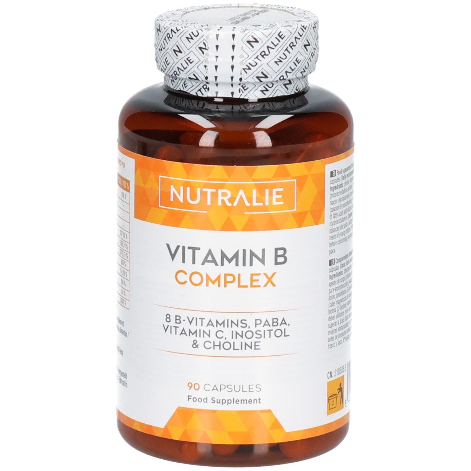 Nutralie Vitamin B Komplex Flasche, 90 Kapseln, vegan.