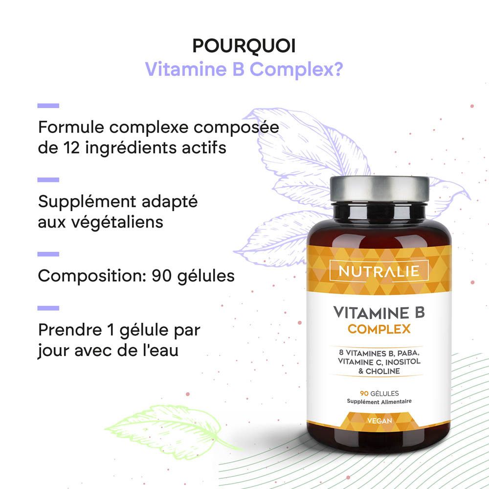 Eine Flasche NUTRALIE Vitamin B Komplex mit 90 Kapseln.