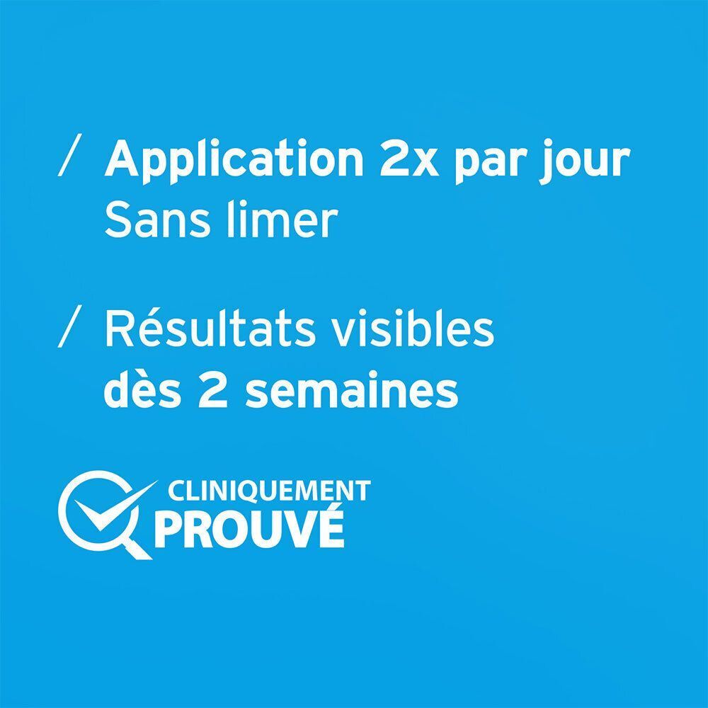 Texte sur l'application et les résultats, sceau cliniquement prouvé.