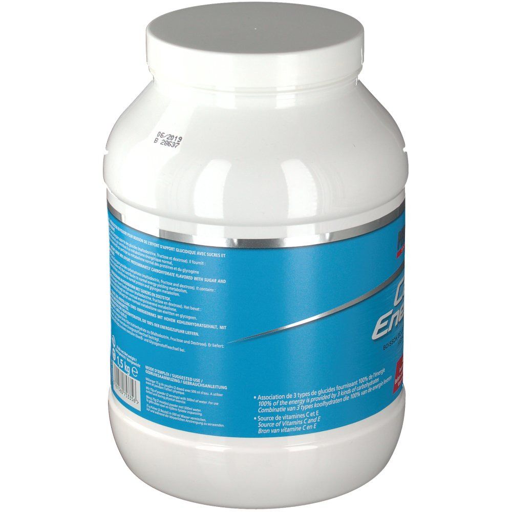 Weiße Dose, Rückseite mit blauem Etikett. Enthält Nährwertangaben. Gewicht: 1,5 kg. Silberne Umrandung.